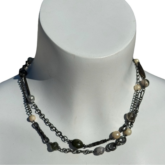 Vintage 90s Y2K Gothic Floral Beaded Inspirational Long Necklace - Picture 3 of 13